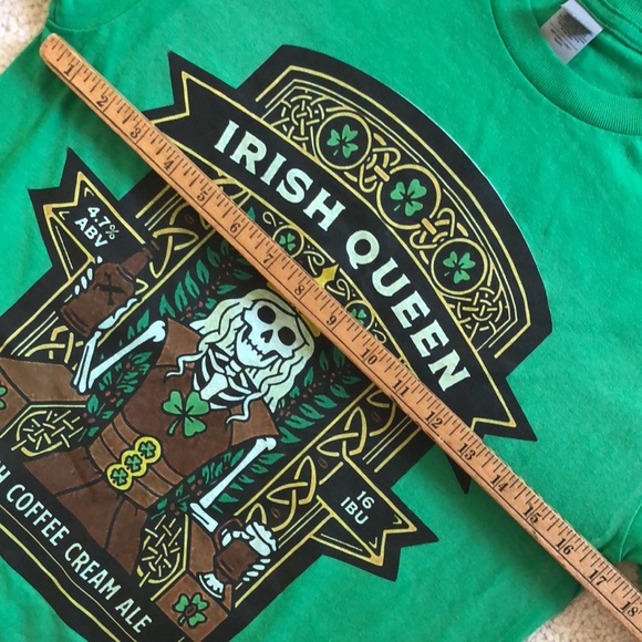 Irish Queen -Irish Coffee Cream Ale unisex green tee shirt - Picture 8 of 11